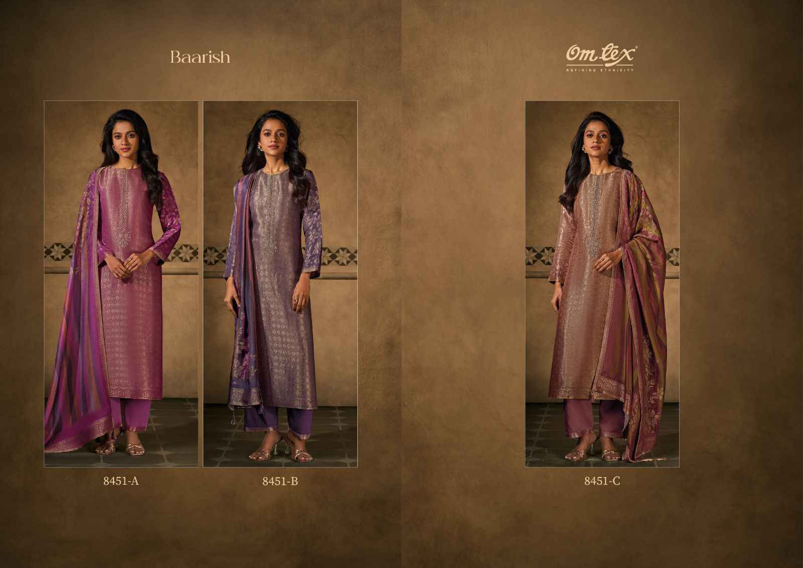 Omtex Baarish Karin Jacquared Dress Material 3 Pc Catalouge