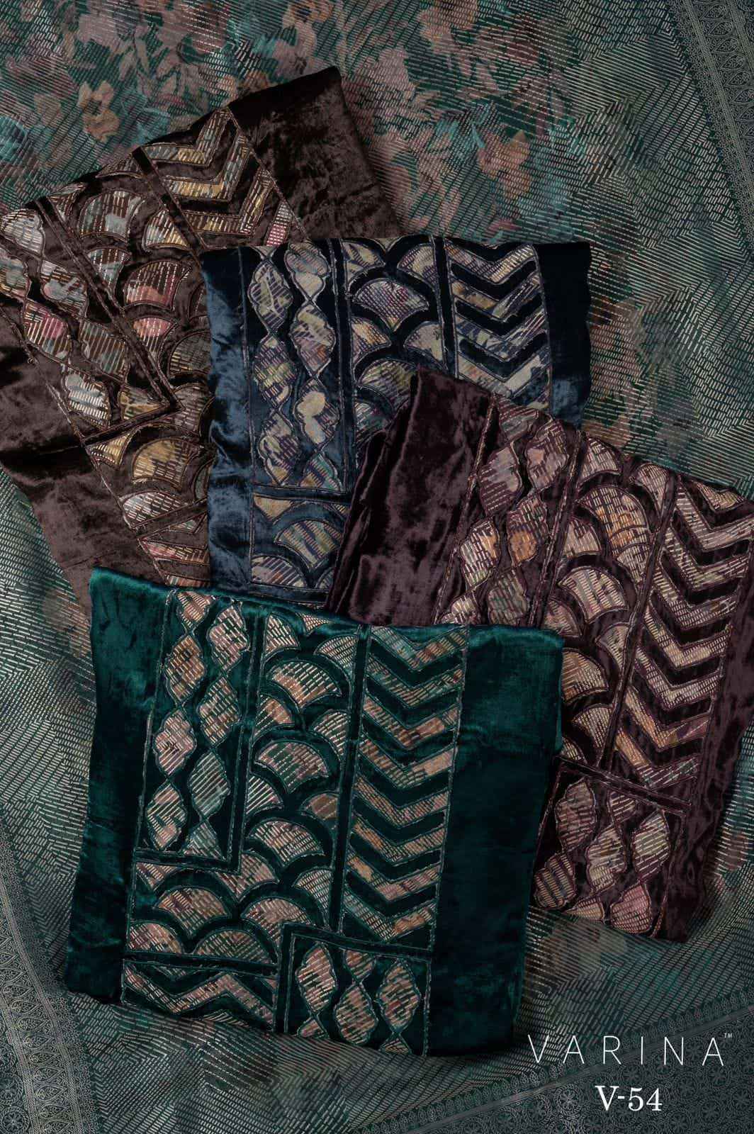 Omtex Varina V 54 Velvet Dress Material 4 pcs Catalogue