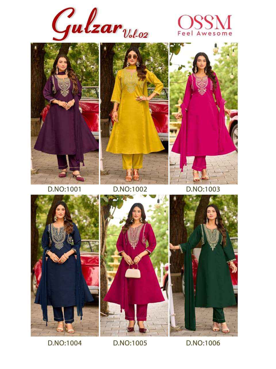 Ossm Gulzar Vol 2 Roman Silk Kurti Combo 6 pcs Catalogue