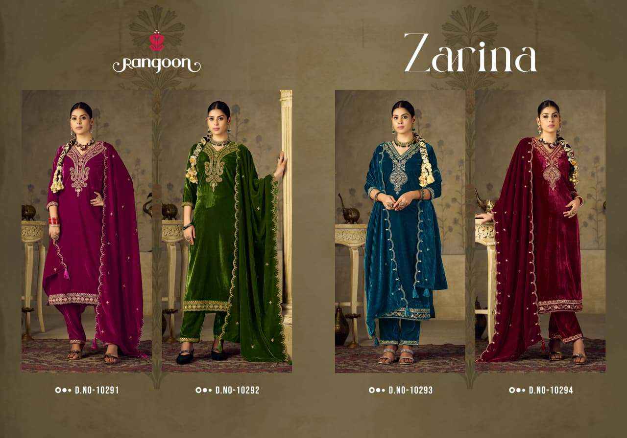 Rangoon Zarina Readymade Velvet Dress 4 pcs Catalogue