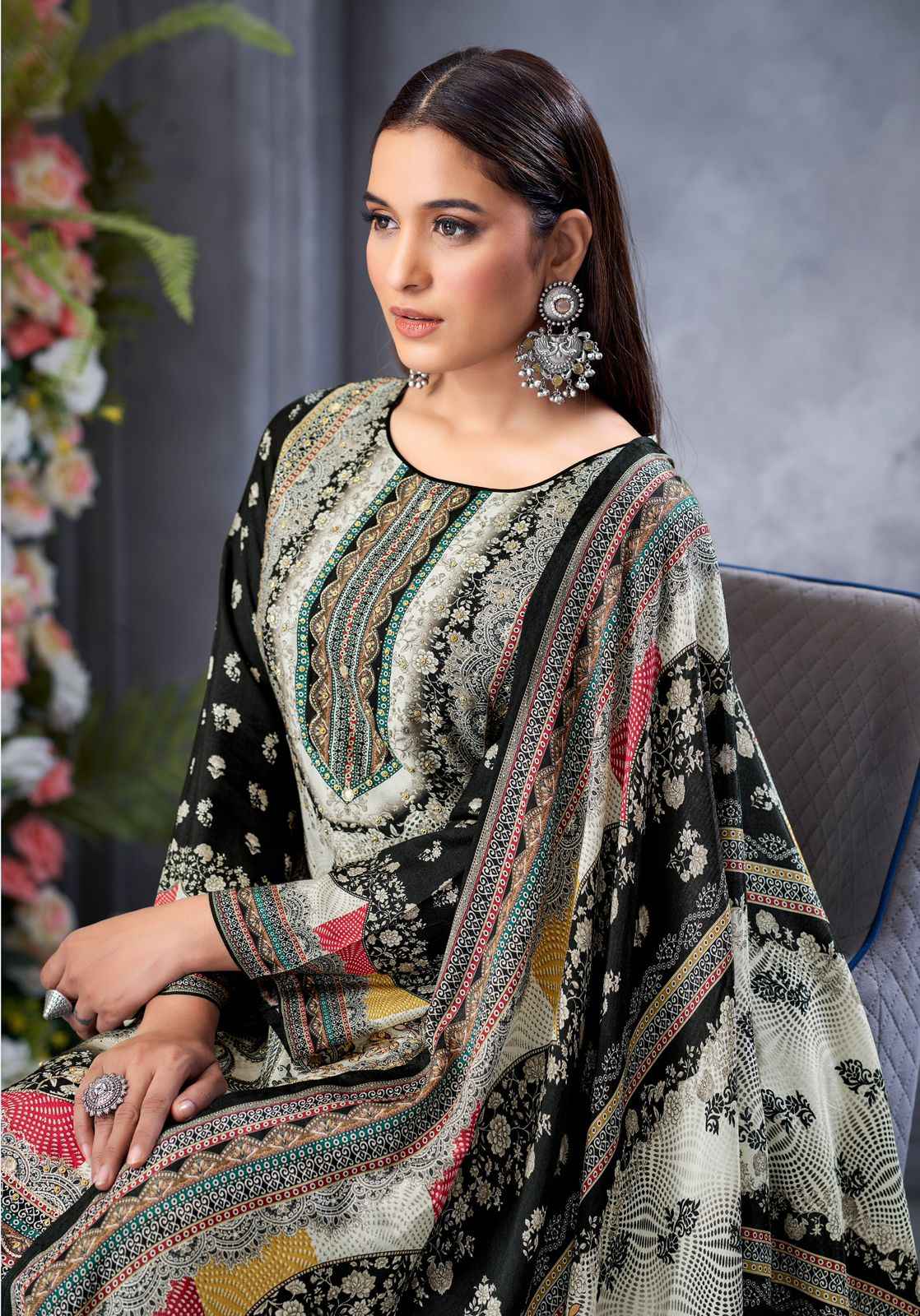 Alok Black Biba Edition 5 Viscose Maslin Dress Material Best quality alok  suits supplier