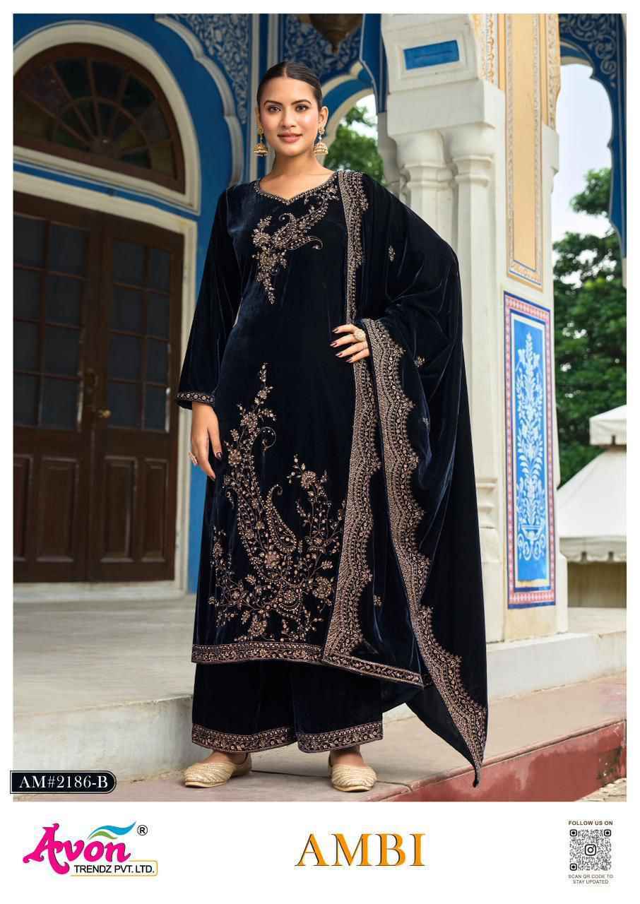 Avon Trendz Ambi Velvet Dress Material 4 pcs Catalogue