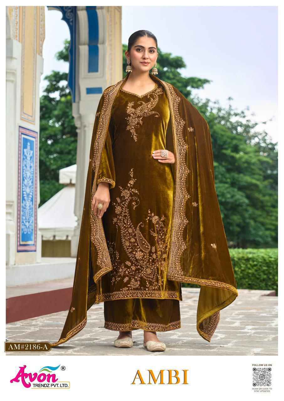 Avon Trendz Ambi Velvet Dress Material 4 pcs Catalogue