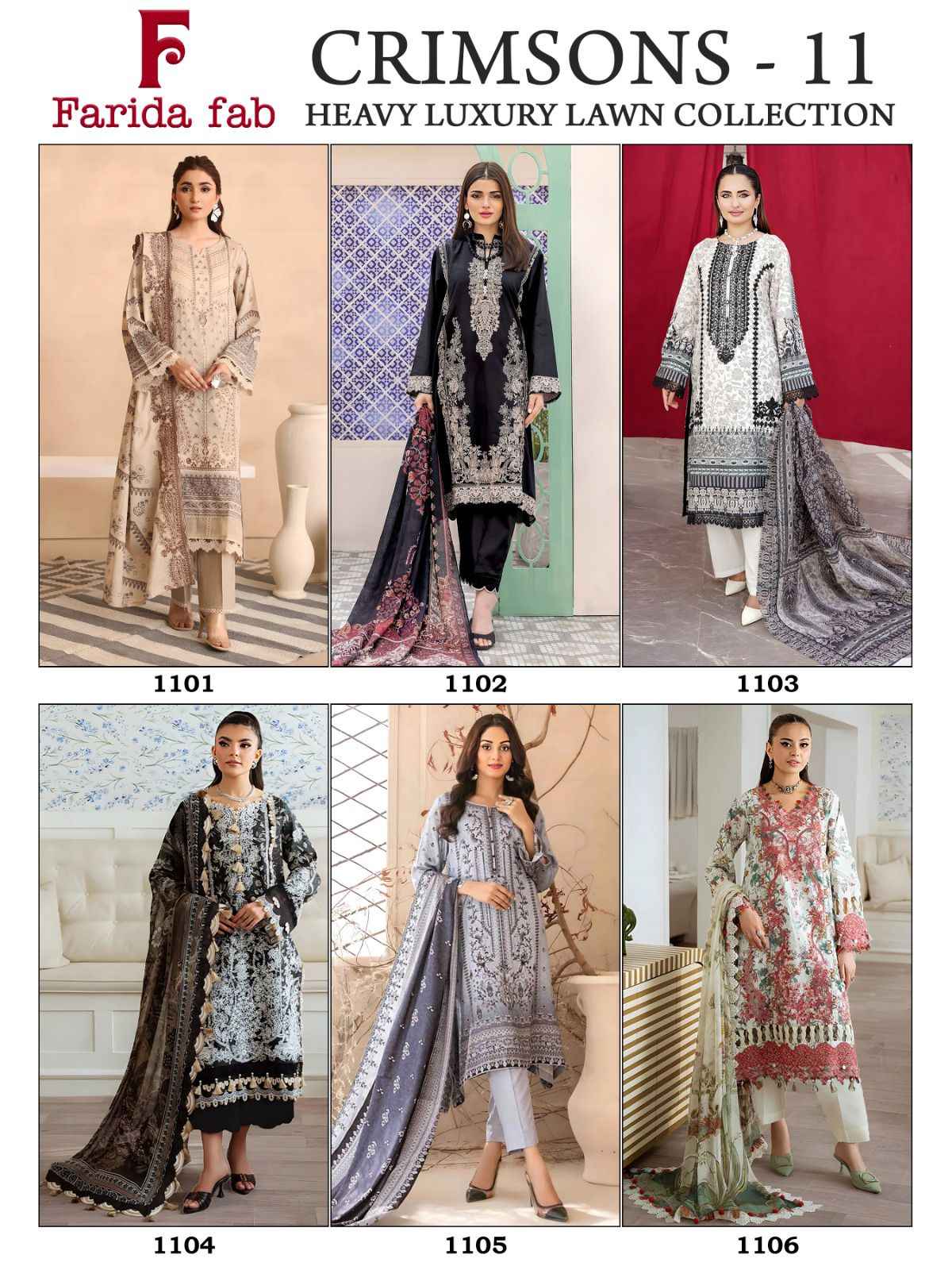 Farida Fab Crimsons Vol 11 Cotton Dress Material 6 pcs Catalogue