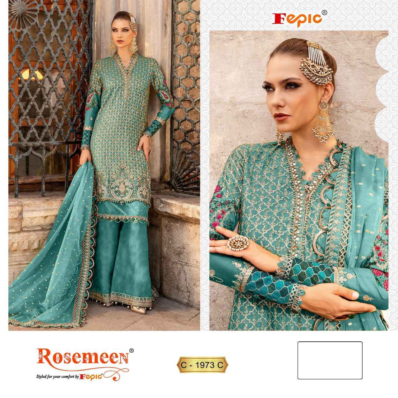 Fepic Rosemeen C-1973 Organza Dress Material 4 pcs Catalogue