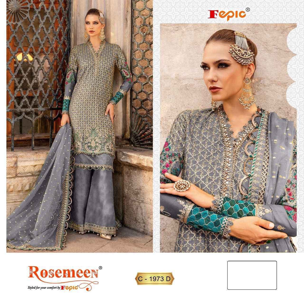 Fepic Rosemeen C-1973 Organza Dress Material 4 pcs Catalogue