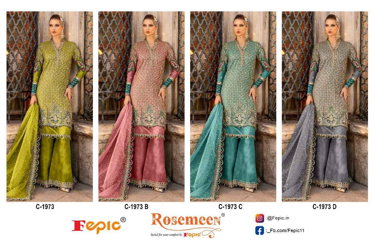 Fepic Rosemeen C-1973 Organza Dress Material 4 pcs Catalogue