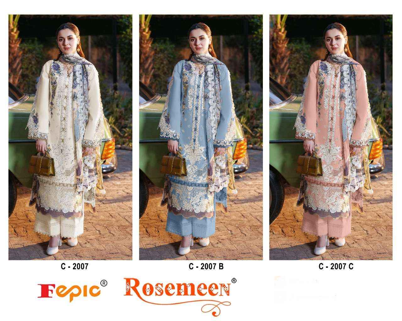 Fepic Rosemeen C 2007 Cambric Cotton Dress Material 3 pcs Catalogue