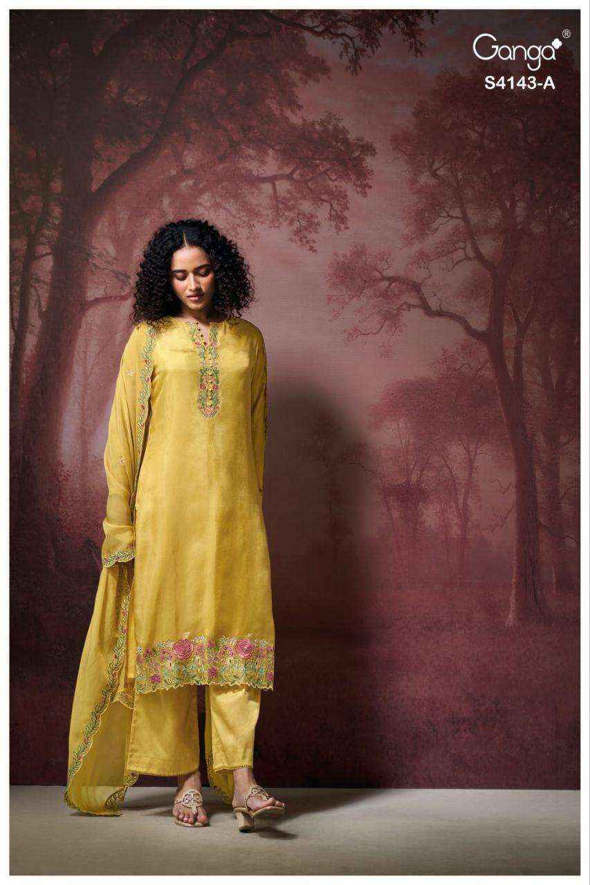 Ganga Binaaya 4143 Silk Dress Material 4 pcs Catalogue