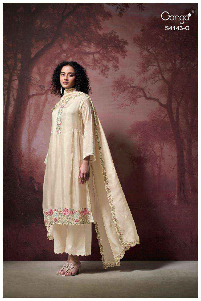 Ganga Binaaya 4143 Silk Dress Material 4 pcs Catalogue