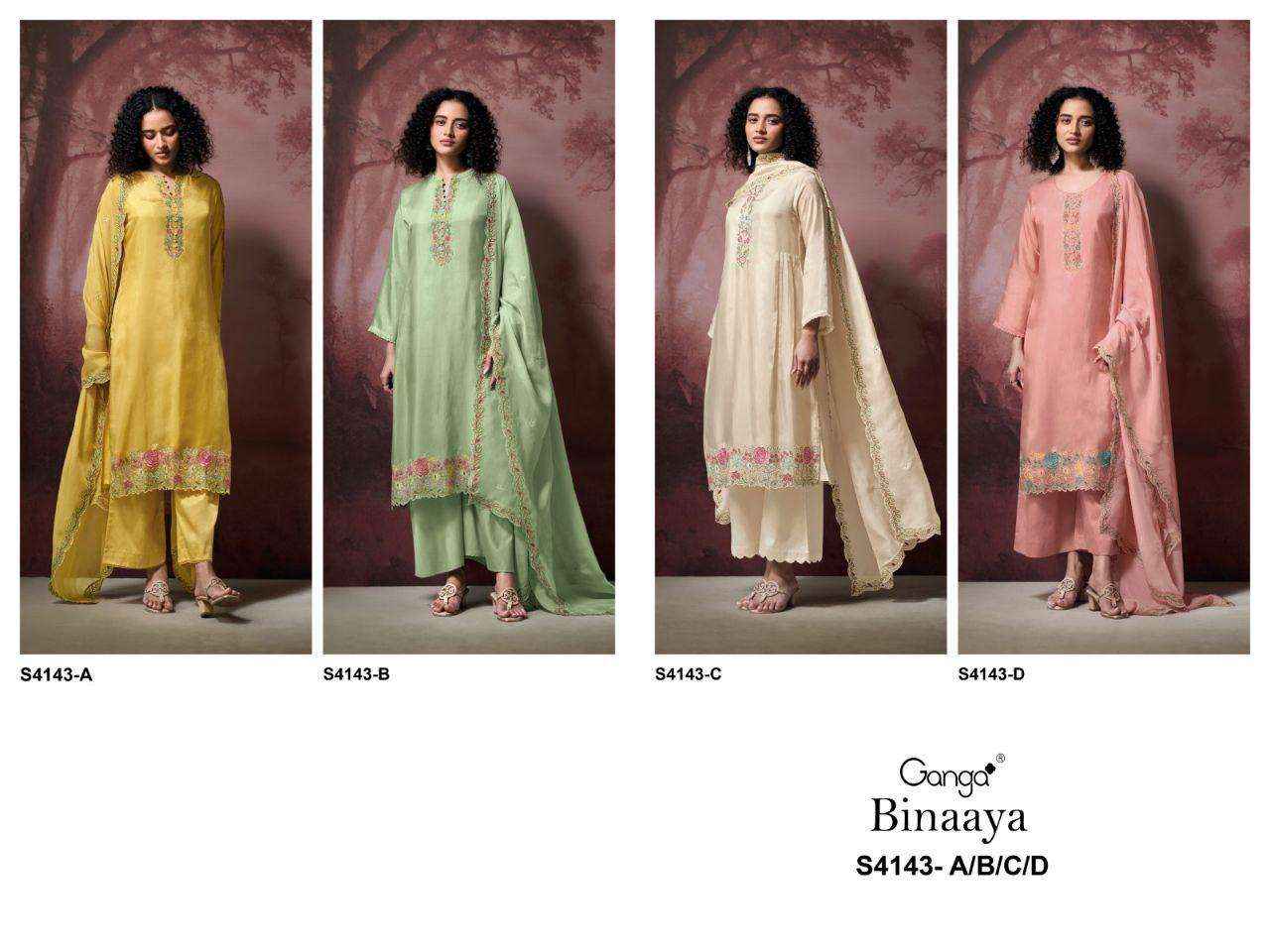 Ganga Binaaya 4143 Silk Dress Material 4 pcs Catalogue
