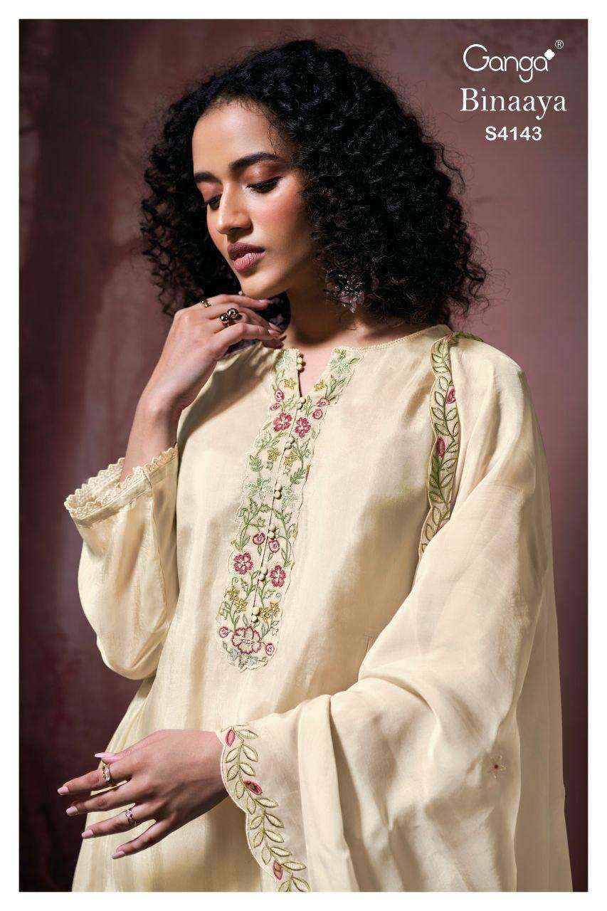 Ganga Binaaya 4143 Silk Dress Material 4 pcs Catalogue