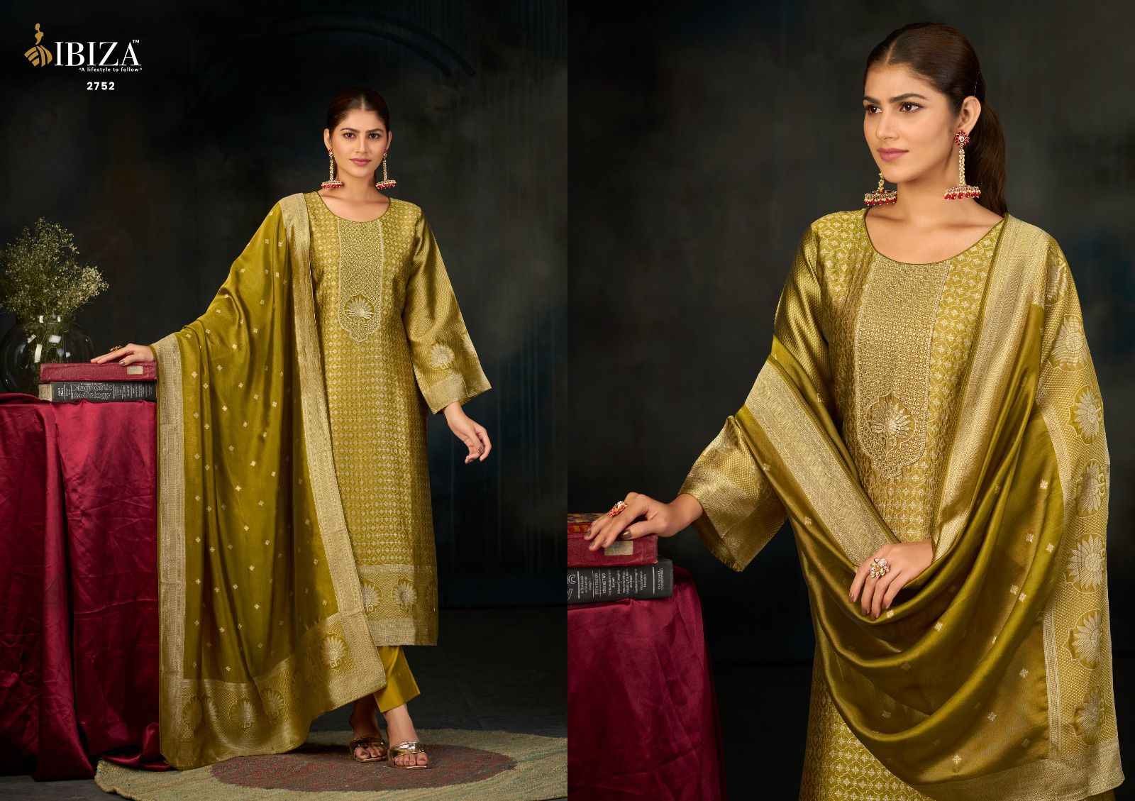 Ibiza Zarra Silk Jacquard Dress Material 4 pcs Catalogue