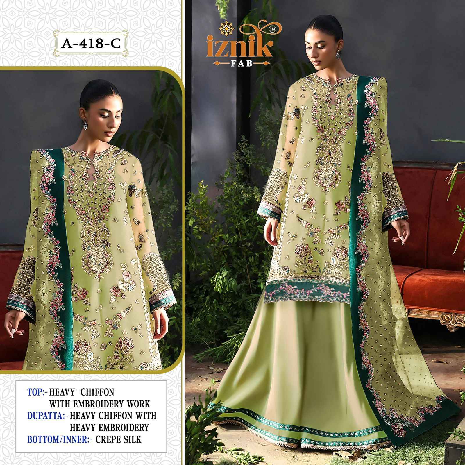 Iznik Fab D No 418 Siffon Dress Material 4 pcs Catalogue