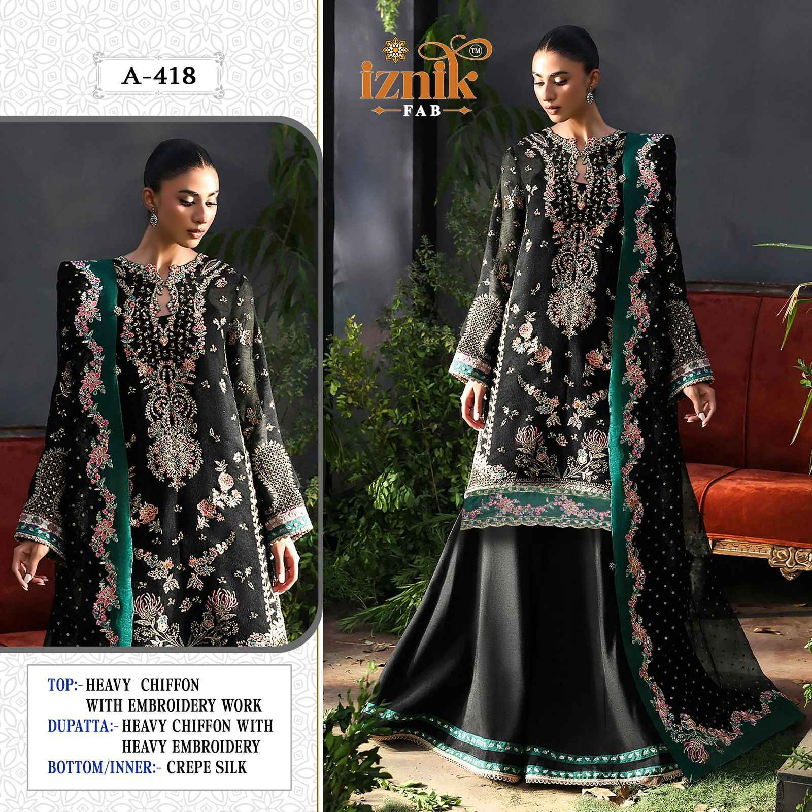 Iznik Fab D No 418 Siffon Dress Material 4 pcs Catalogue