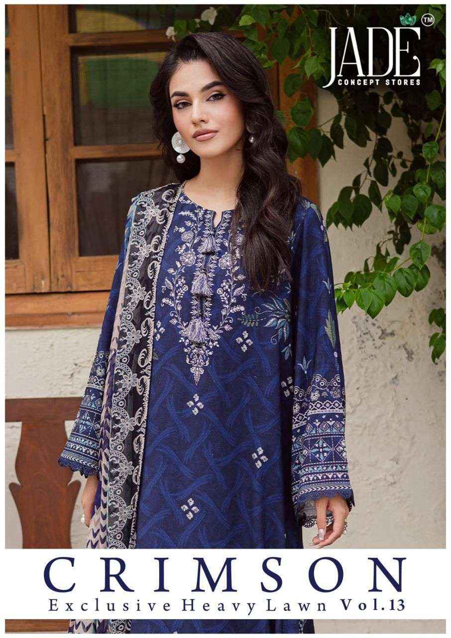 Jade Crimson Vol 13 Lawn Cotton Dress Material 6 pc Cataloge