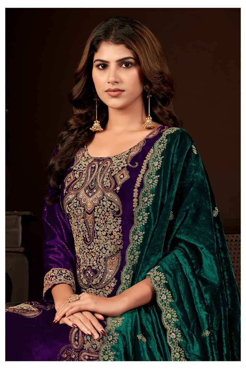 Kalarang Noor E Shama-Makhmal Velvet Dress Material 4 pcs Catalogue