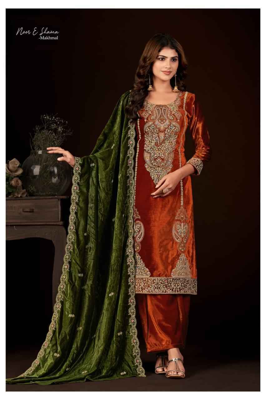 Kalarang Noor E Shama-Makhmal Velvet Dress Material 4 pcs Catalogue