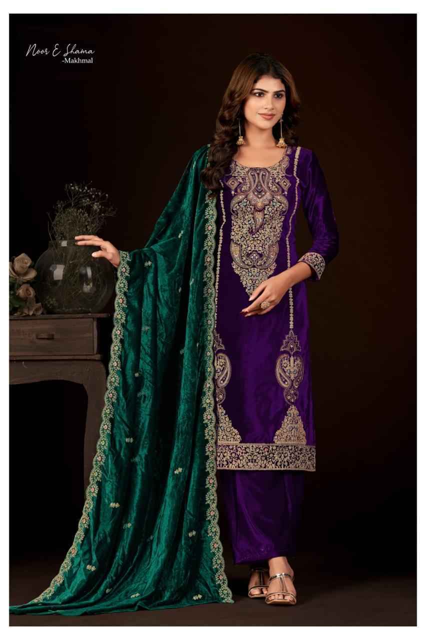 Kalarang Noor E Shama-Makhmal Velvet Dress Material 4 pcs Catalogue