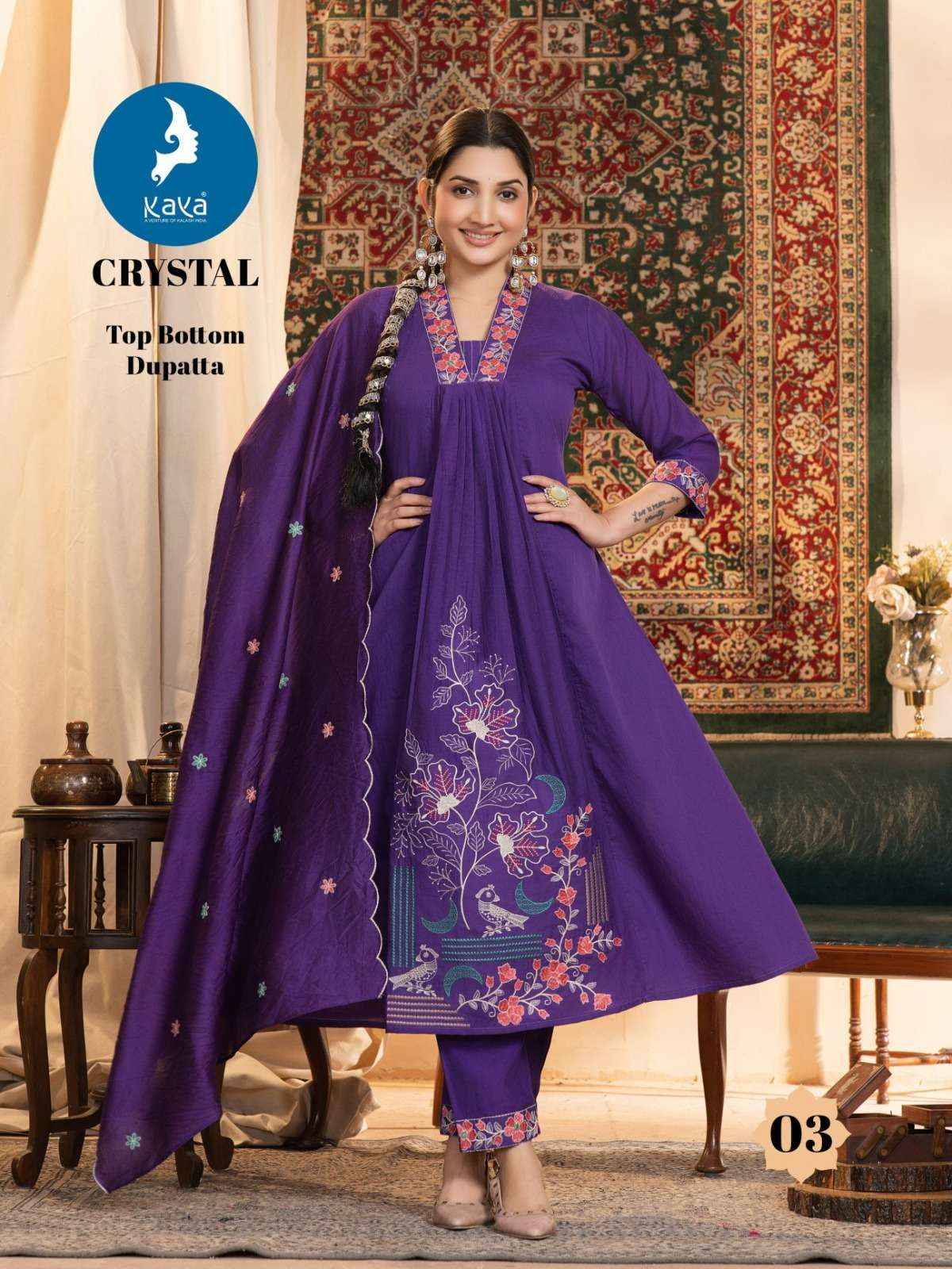 Kaya Crystal Chanderi Kurti Combo 6 pcs Catalogue