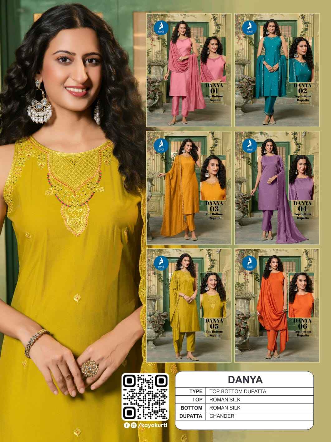Kaya Danya Roman Silk Kurti Combo 6 pcs Catalogue