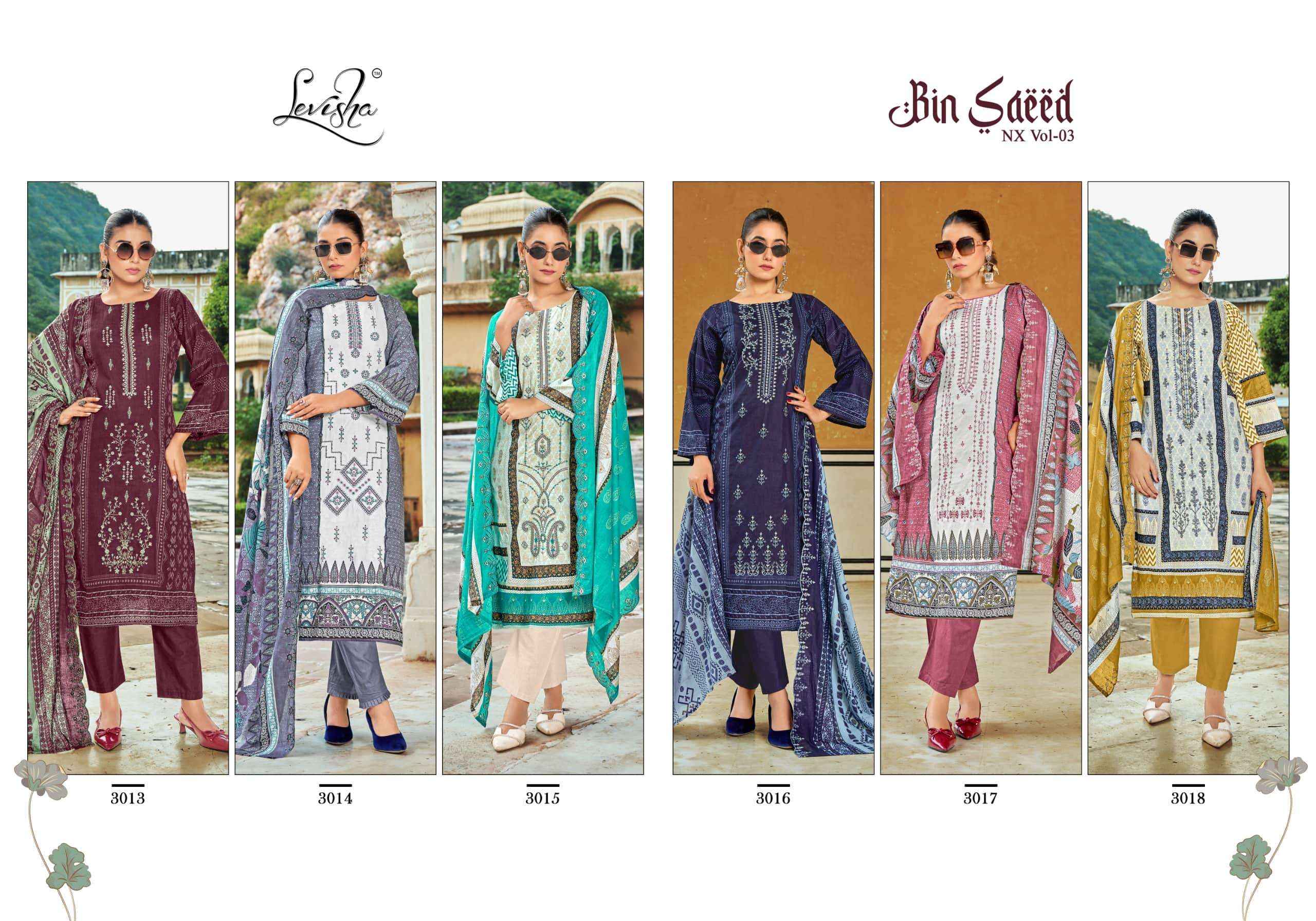 Levisha Bin Saeed Nx Vol 3 Cambric Cotton Dress Material 6 pcs Catalogue