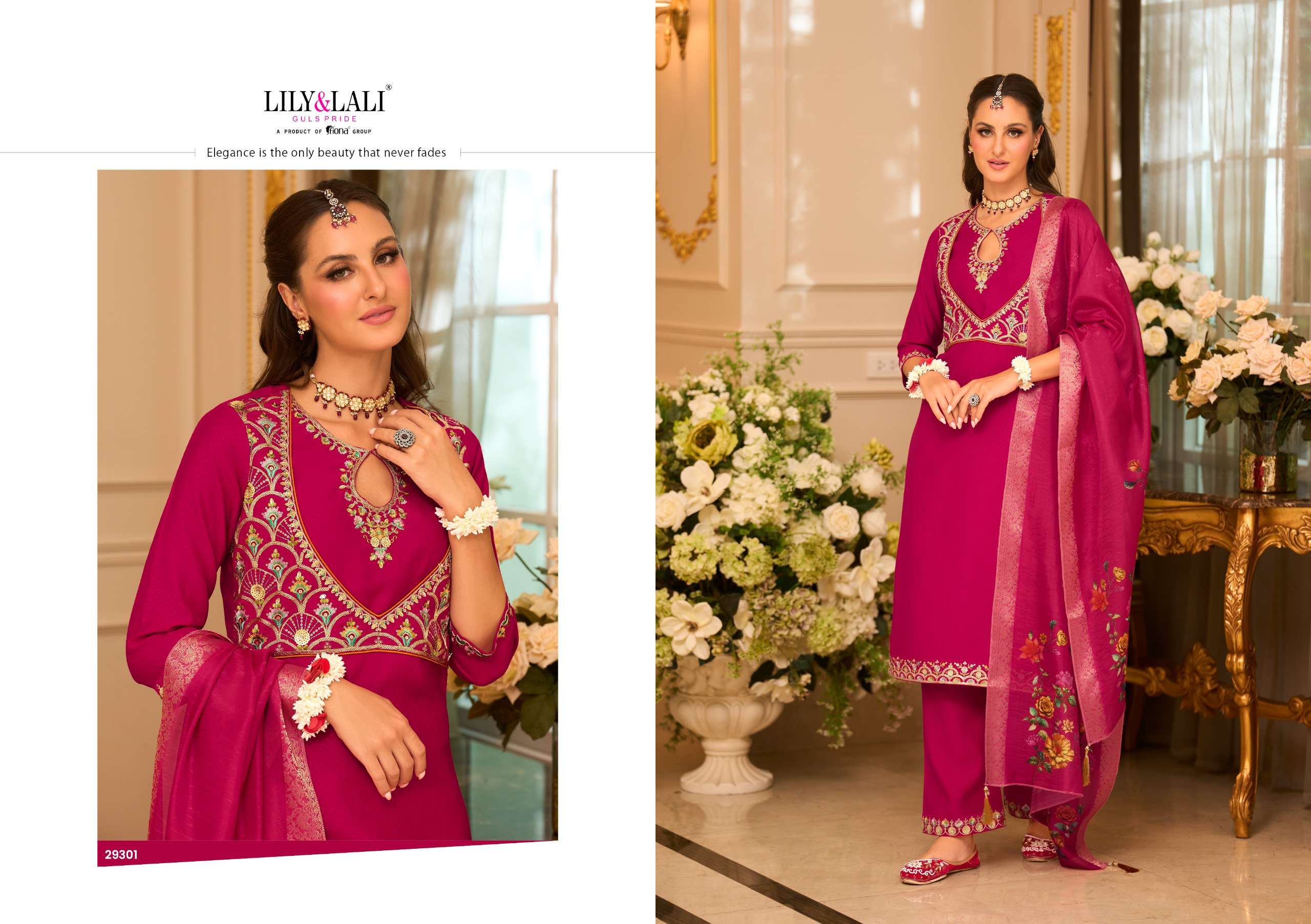 Lily & Lali Phulkari Readymade Silk Dress 4 pcs Catalogue