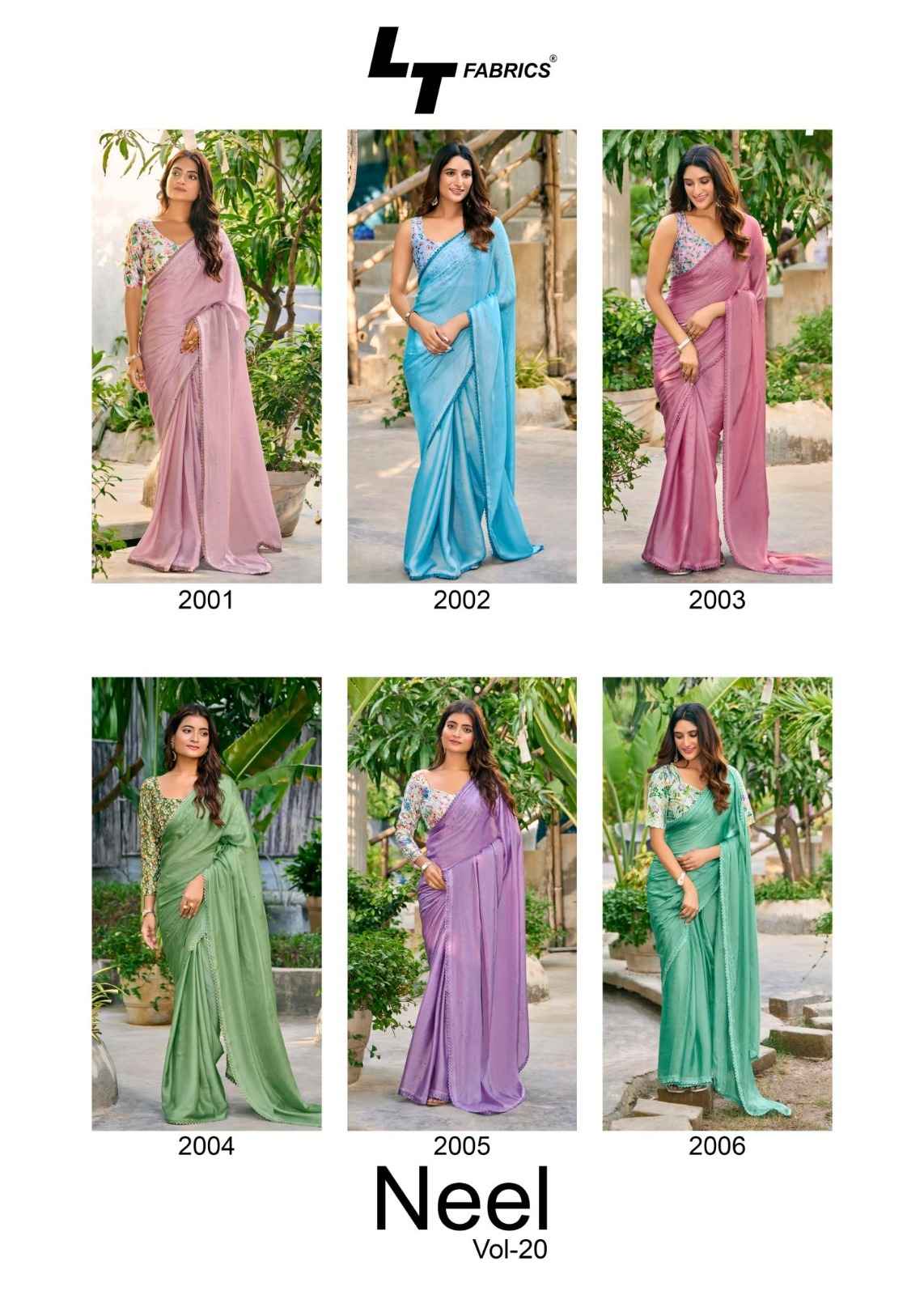 LT Fabrics Neel Vol 20 Mono Satin Saree 6 pcs Catalogue