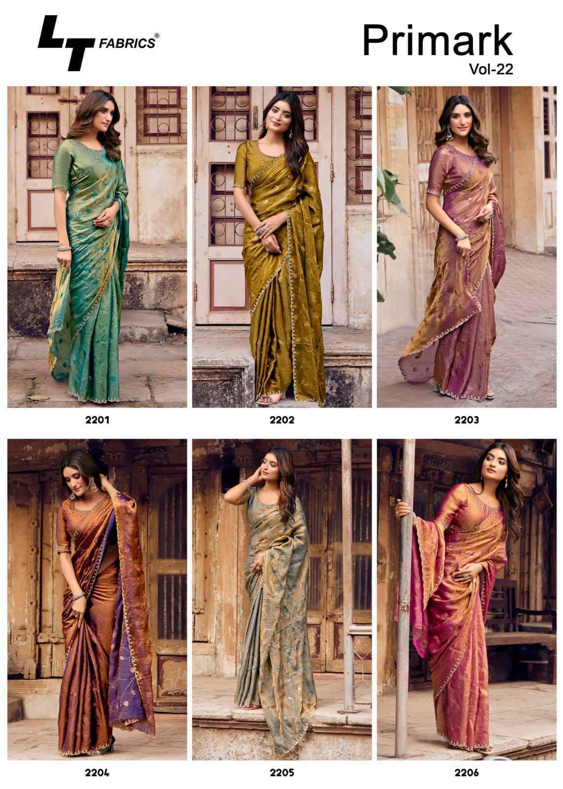 LT Fabrics Primark Vol 22 Shine Silk Saree 6 pcs Catalogue