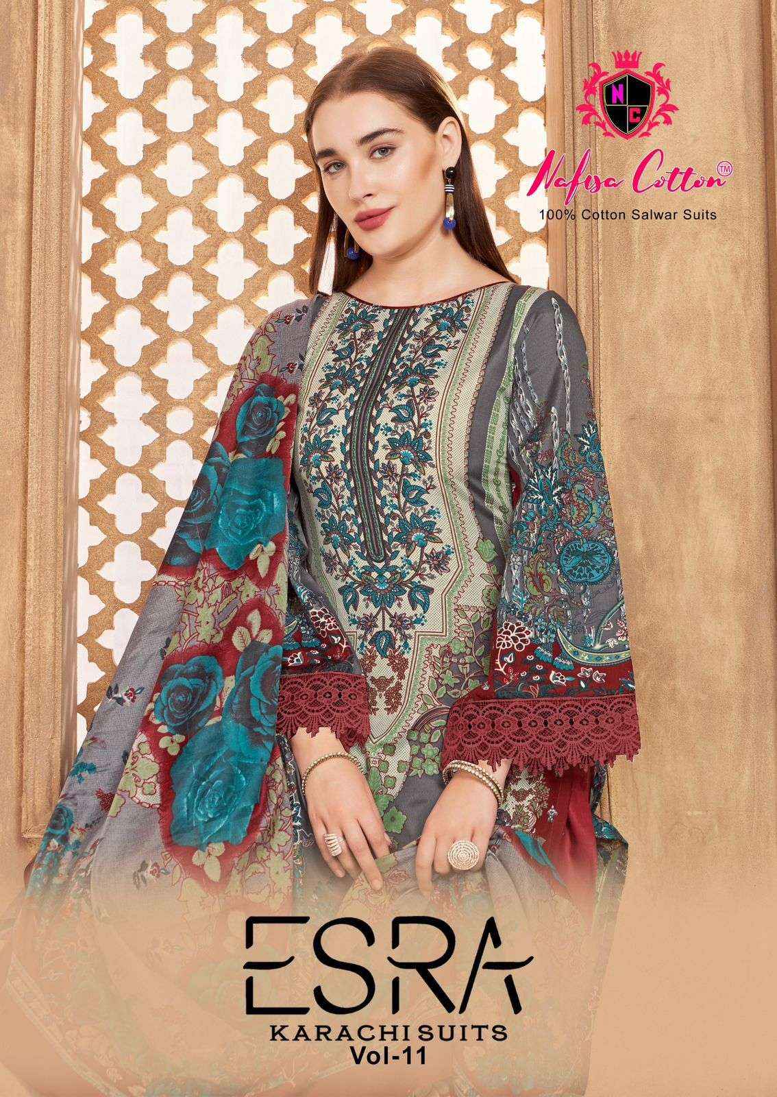 Nafisa Cotton Esra Karachi Vol 11 Cotton Dress Material 6 Pc Catalog