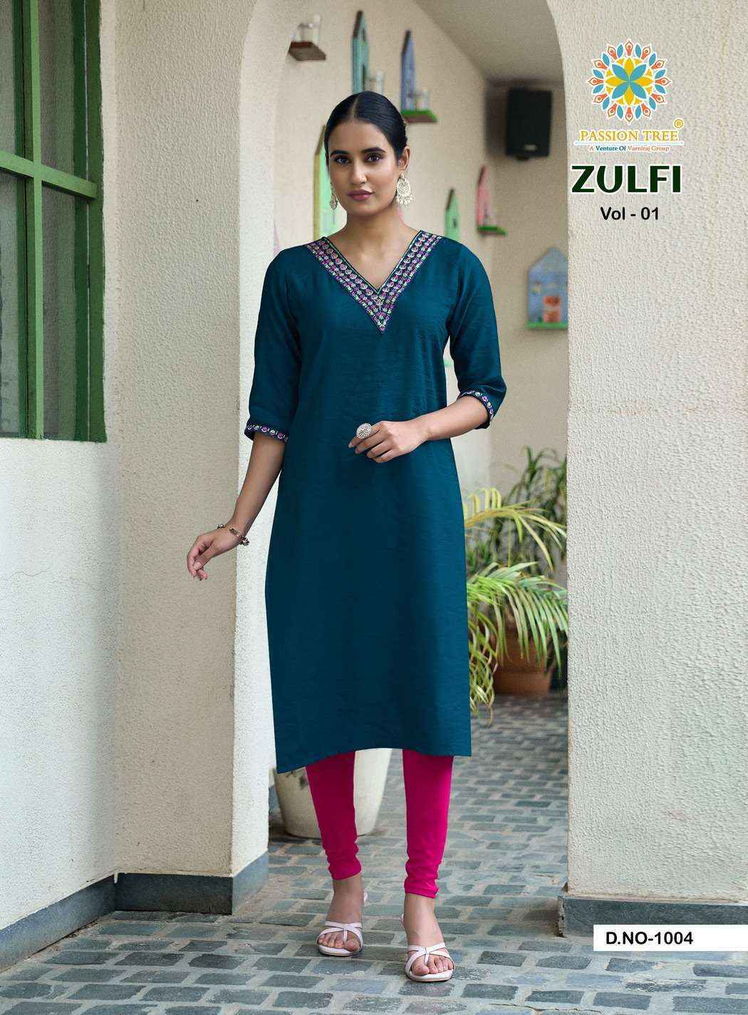 Passion Tree Zulfi Vol 1 Rayon Kurti 7 pcs Catalogue