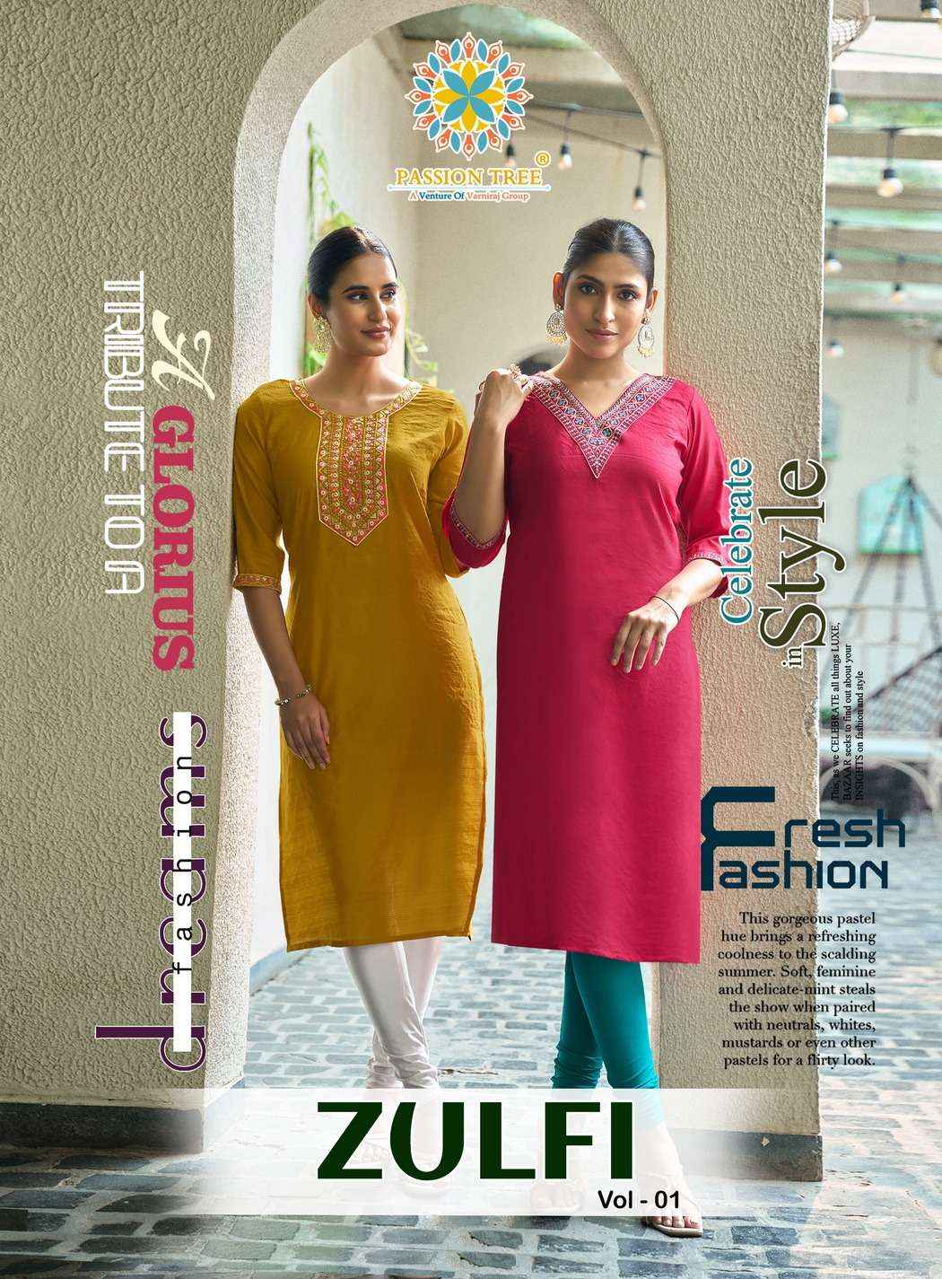 Passion Tree Zulfi Vol 1 Rayon Kurti 7 pcs Catalogue