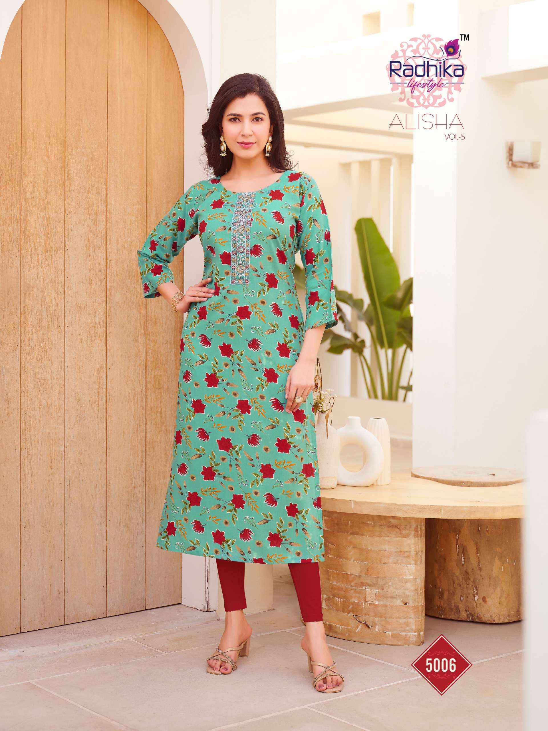 Radhika Lifestyle Alisha Vol 5 Rayon Kurti 10 Pc Catalog