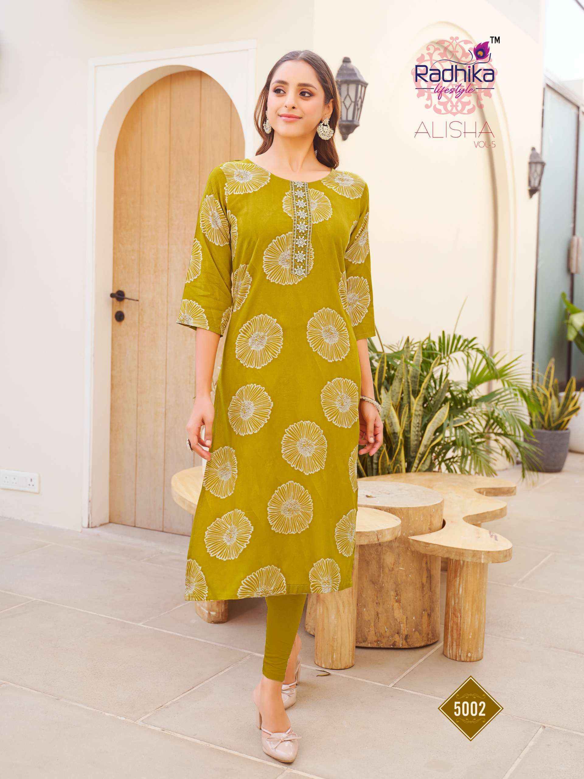 Radhika Lifestyle Alisha Vol 5 Rayon Kurti 10 Pc Catalog