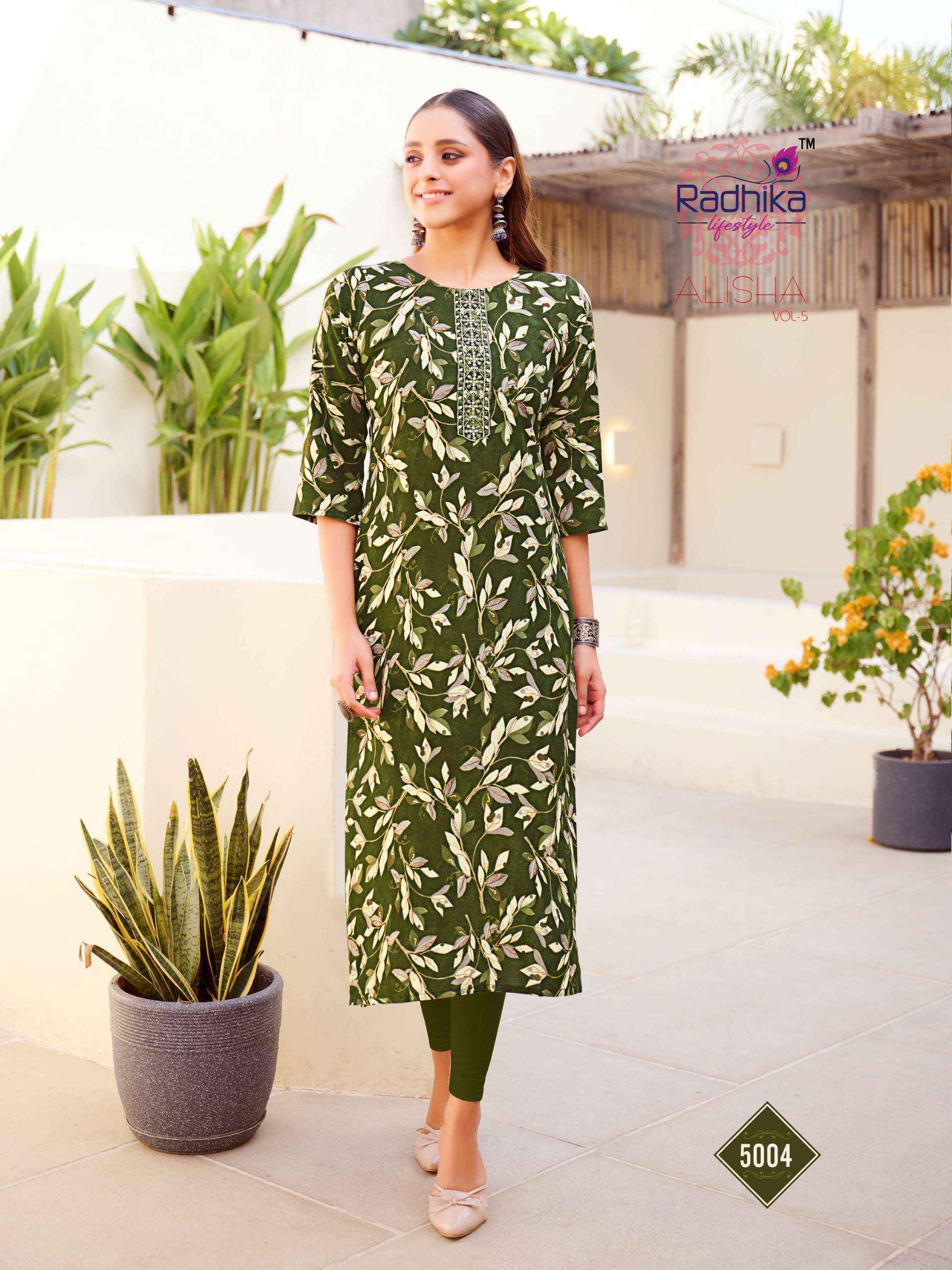 Radhika Lifestyle Alisha Vol 5 Rayon Kurti 10 Pc Catalog