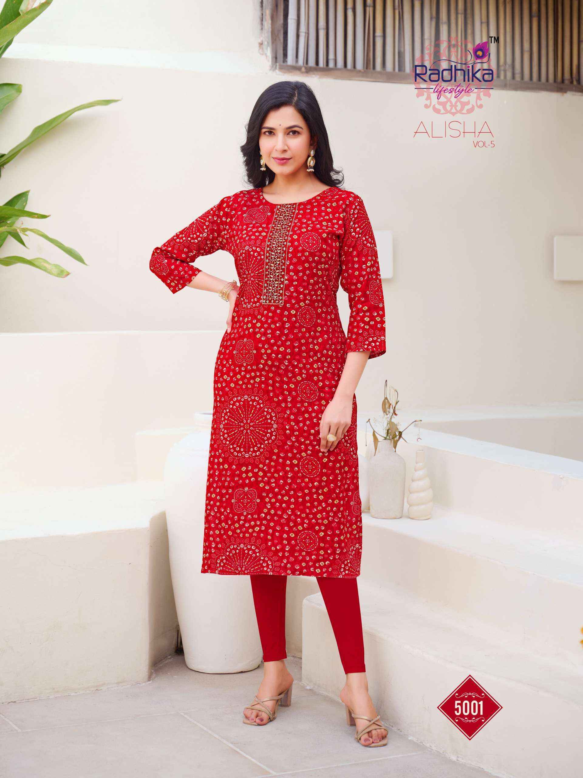 Radhika Lifestyle Alisha Vol 5 Rayon Kurti 10 Pc Catalog