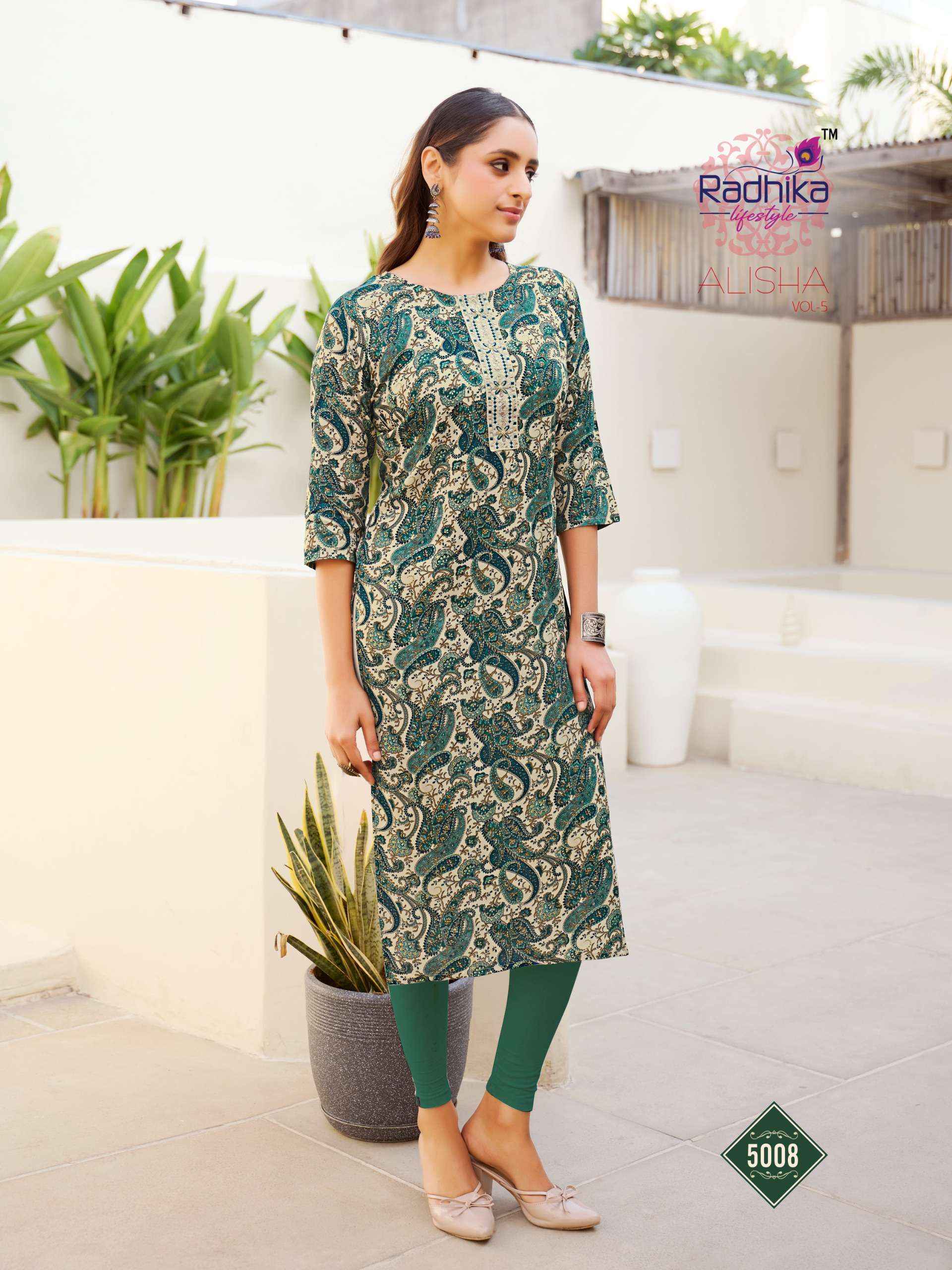 Radhika Lifestyle Alisha Vol 5 Rayon Kurti 10 Pc Catalog