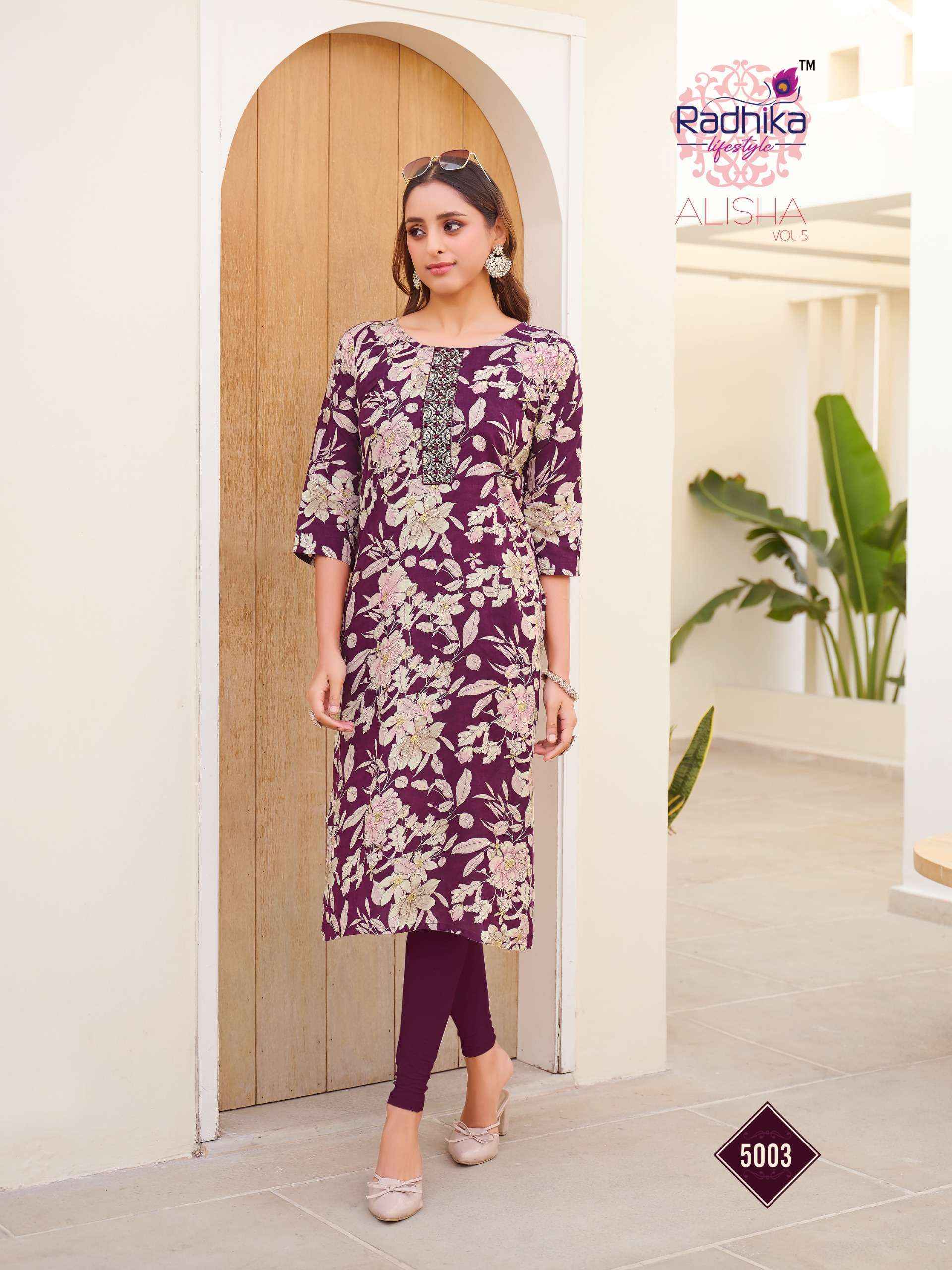 Radhika Lifestyle Alisha Vol 5 Rayon Kurti 10 Pc Catalog