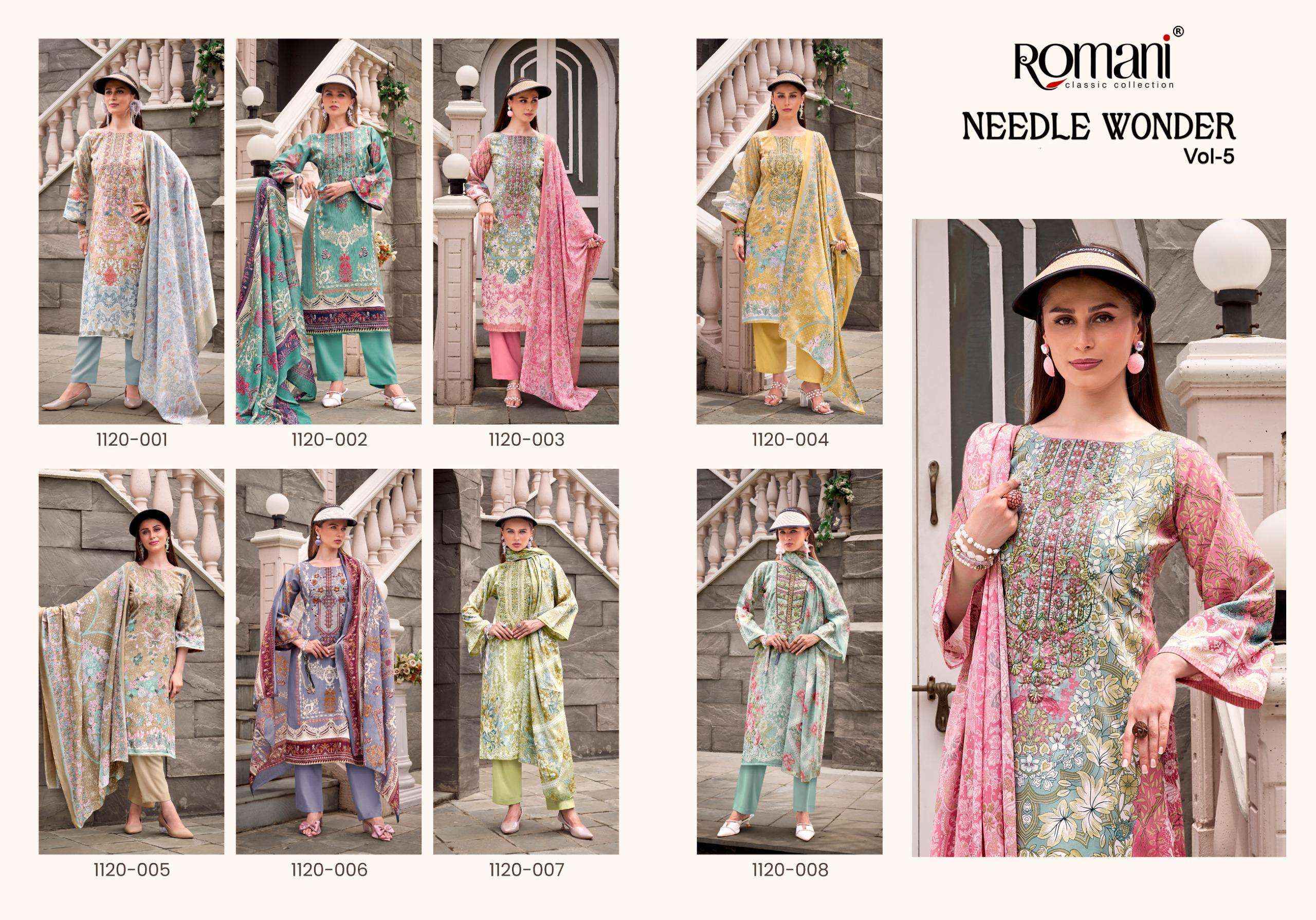 Romani Needle Wonder Vol 5 Cotton Dress Material 8 pcs Catalogue
