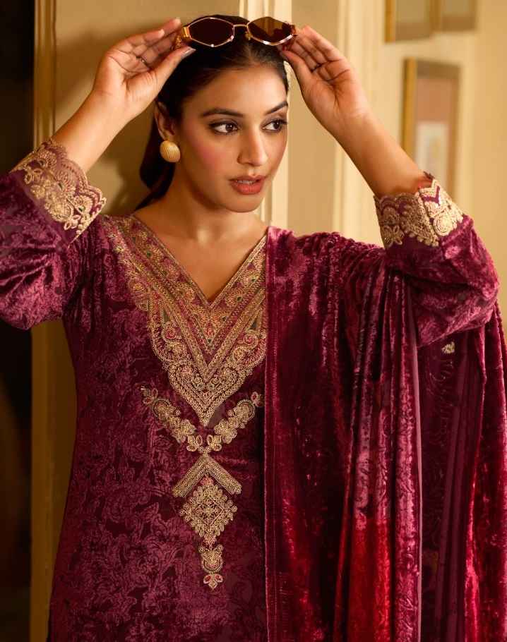 Rupali Paisley Vol 2 Viscouse Velvet Dress Material 4 pcs Catalogue