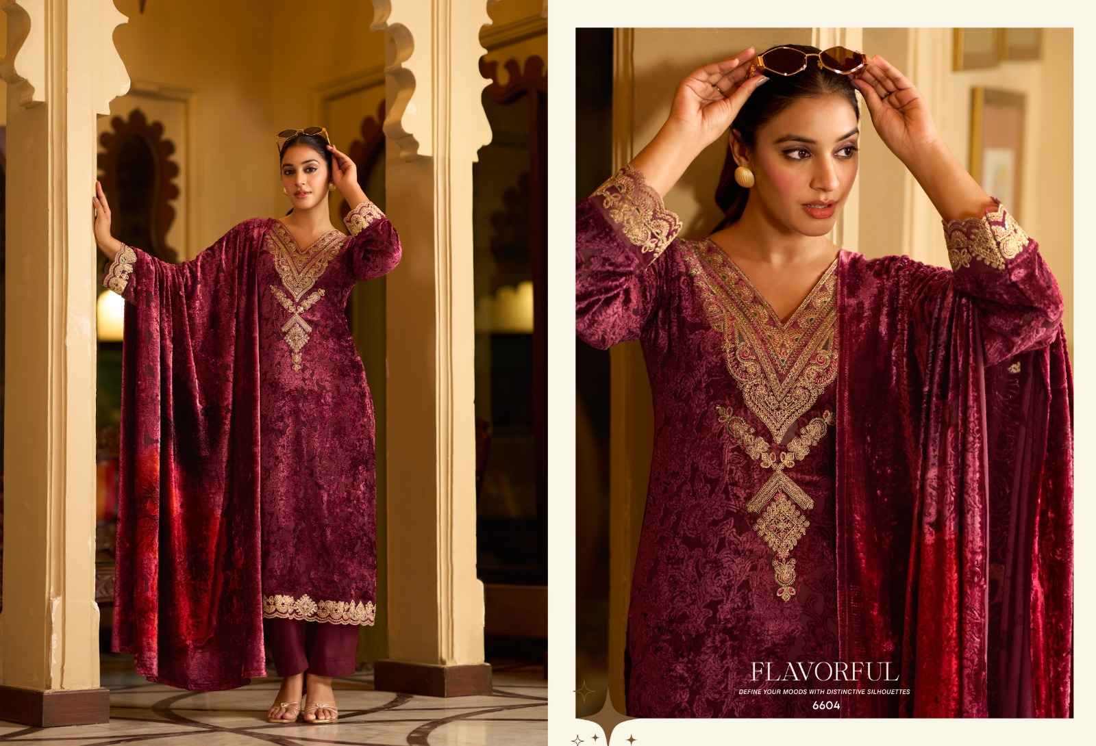 Rupali Paisley Vol 2 Viscouse Velvet Dress Material 4 pcs Catalogue