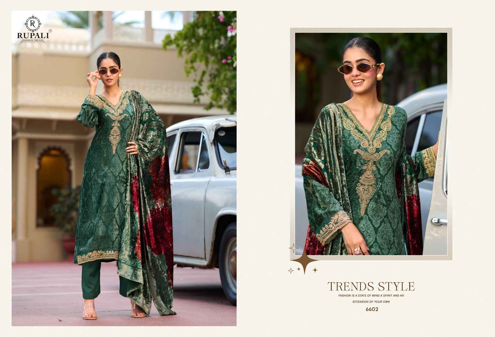 Rupali Paisley Vol 2 Viscouse Velvet Dress Material 4 pcs Catalogue