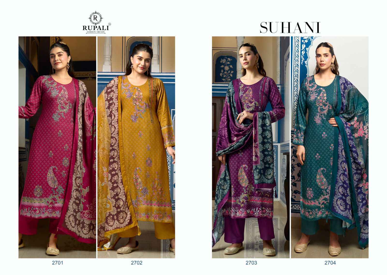 Rupali Suhani Viscouse Pashmina Dress Material 4 pcs Catalogue
