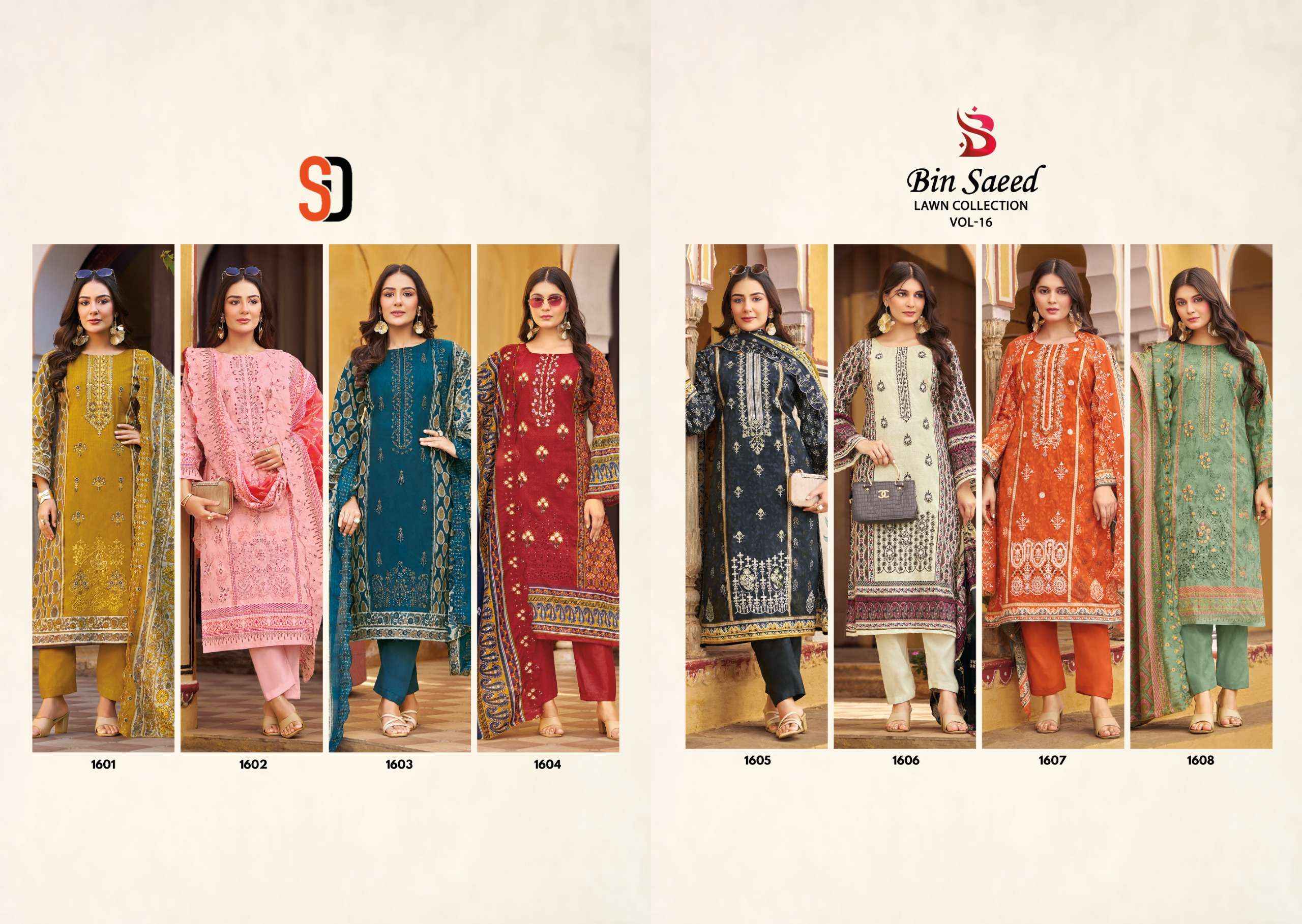 Shraddha Designer Bin Saeed Vol 16 Cotton Dress Material 8 pcs Cataloge