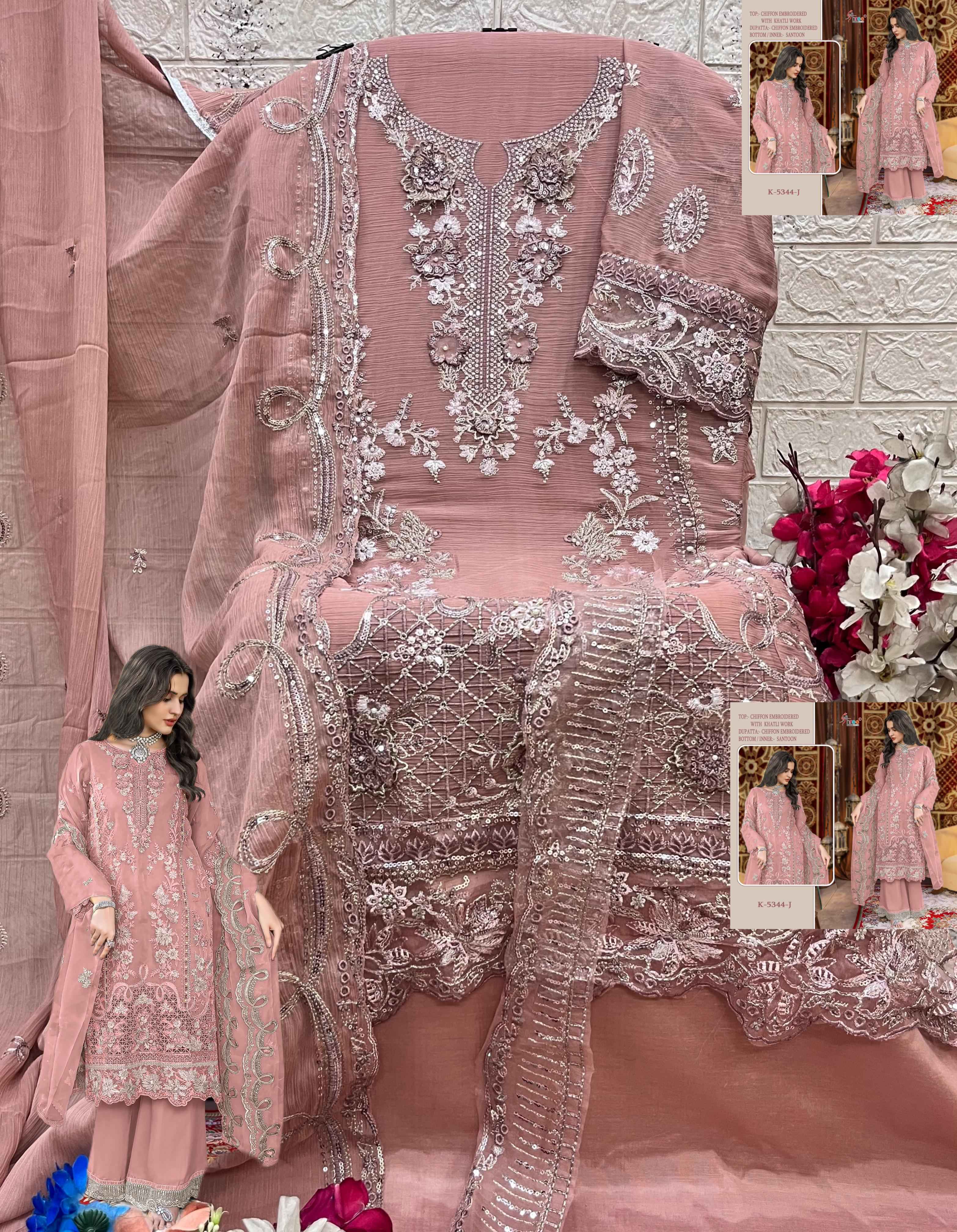 Shree Fabs D No K 5344 Chiffon Dress Material Wholesale Ladies Dress  Supplier Online
