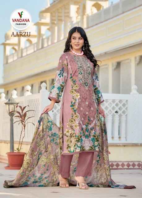 Vandana Fashion Aarzu Vol 3 Semi Cotton Dress Material 8 pcs Catalogue
