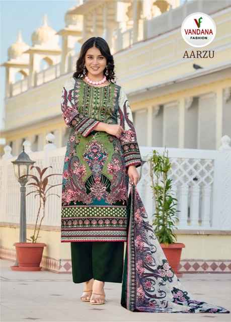 Vandana Fashion Aarzu Vol 3 Semi Cotton Dress Material 8 pcs Catalogue