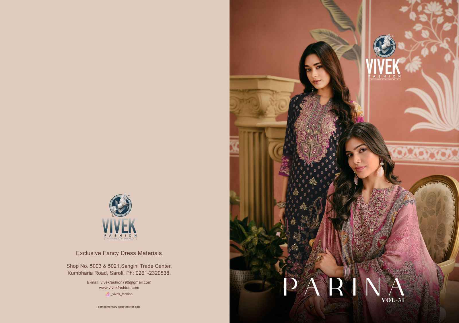 Vivek Parina Vol 31 Modal Silk Dress Material 3 Pcs Catalouge