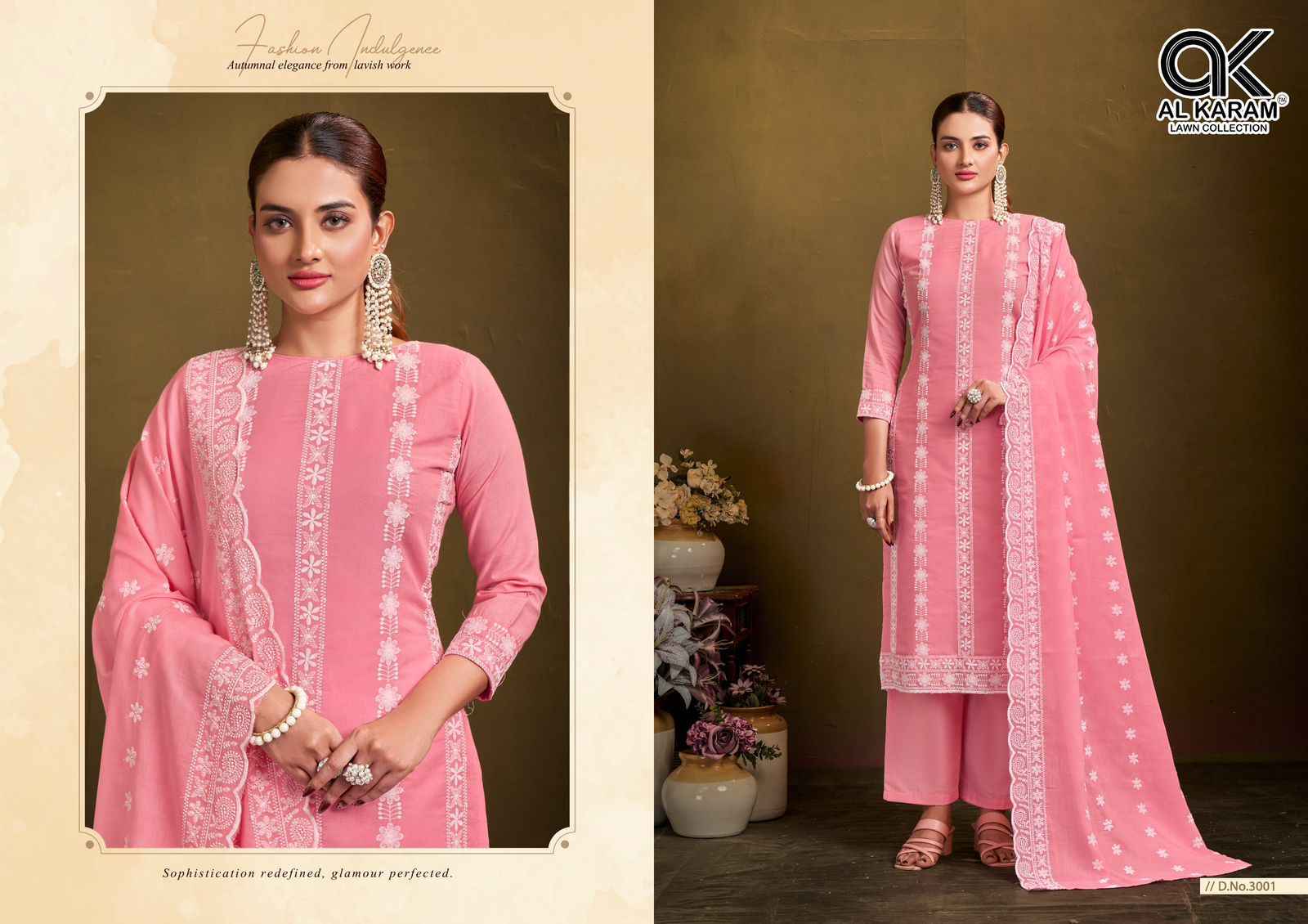 Al Karam Lahori Work Cotton Dress Material 4 pcs Catalogue