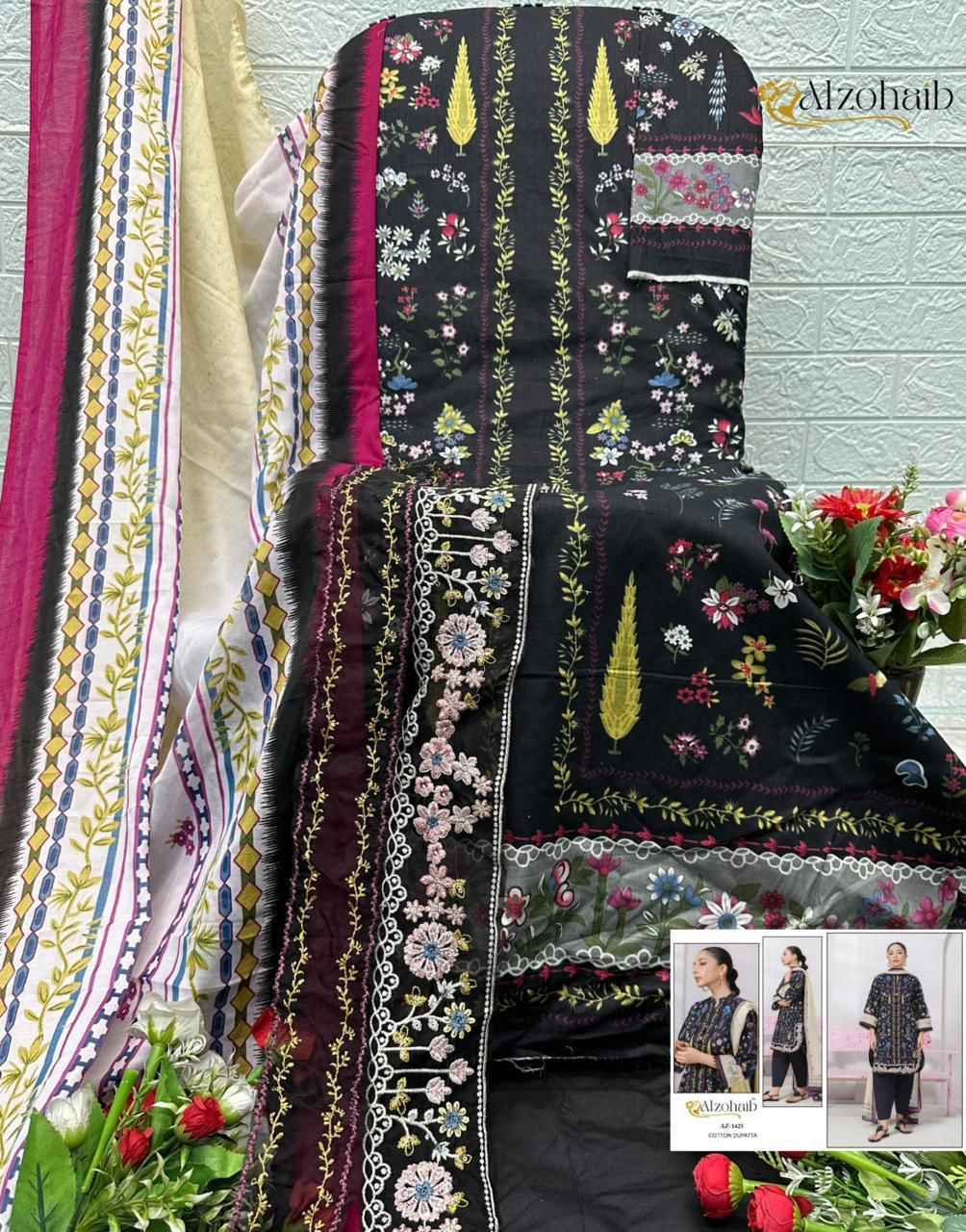 Al Zohaib Aziza Vol 2 Cotton Dress Material 4 pcs Catalogue